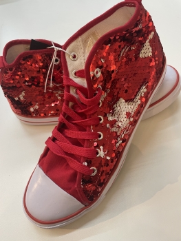 Karnevalsschuhe Schuhe Karneval Pailletten Damen Herren Fasching Karnevalskostüm Rot Wende